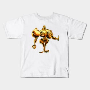 golden dogu metal armored knight in ecopop ancient statue art Kids T-Shirt